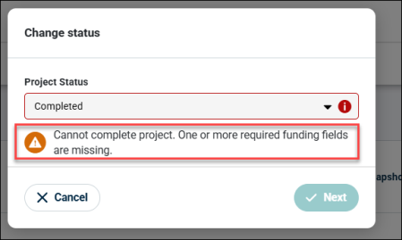 error completing a project